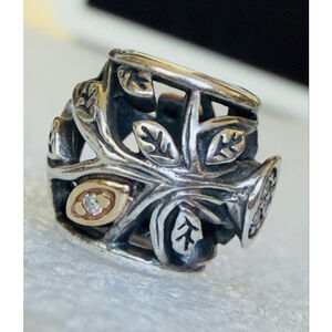 Pandora Two Tone Sterling Silver 925 & 14k Gold Family Tree Charm 791205CZ